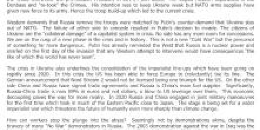 Leaflet on war in Ukraine